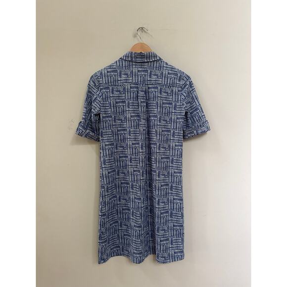 J McLaughlin Blue Collared Catalina Cloth Geometric Stretch Dress XS Preppy - Picture 5 of 5